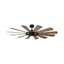Load image into Gallery viewer, Wyndmill Outdoor LED Ceiling Fan in Matte Black/Barn Wood.