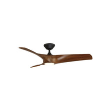 Load image into Gallery viewer, Zephyr Downrod LED Ceiling Fan in 52-Inch/Matte Black/Distressed Koa.