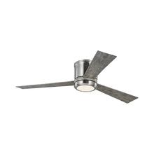 Load image into Gallery viewer, Clarity LED Ceiling Fan in Brushed Steel/Light Grey Weathered Oak.