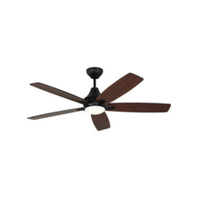 Load image into Gallery viewer, Lowden Indoor / Outdoor LED Ceiling Fan in Midnight Black/Midnight Black/American Walnut (52-Inch).