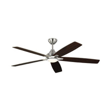 Load image into Gallery viewer, Lowden Indoor / Outdoor LED Ceiling Fan in Brushed Steel/Silver/American Walnut (60-Inch).