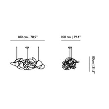 Load image into Gallery viewer, Flock of Light LED Chandelier - line drawing.