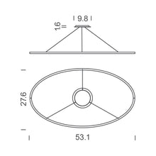 Load image into Gallery viewer, Ellisse LED Major Pendant Light - line drawing.