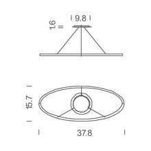 Load image into Gallery viewer, Ellisse LED Minor Pendant Light - line drawing.