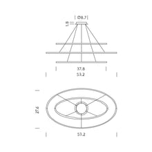 Load image into Gallery viewer, Ellisse LED Triple Pendant Light - line drawing.