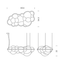 Load image into Gallery viewer, Nuvola LED Pendant Light - line drawing.