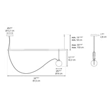 Load image into Gallery viewer, NH Linear Suspension Light - line drawing.