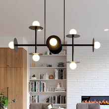 Load image into Gallery viewer, Nodes Linear Chandelier in dining room.