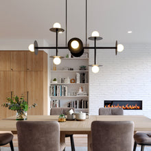 Load image into Gallery viewer, Nodes Linear Chandelier in dining room.