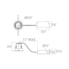 Load image into Gallery viewer, Ocularc 3.5 Round Remodel LED Recessed Housing - line drawing.