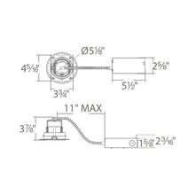 Load image into Gallery viewer, Ocularc 3.5 Round Trimless Remodel LED Recessed Housing - line drawing.