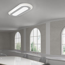 Load image into Gallery viewer, Offset™ Racetrack LED Flush Mount Ceiling Light in dining room.
