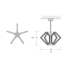 Load image into Gallery viewer, Acadia LED Chandelier - line drawing.