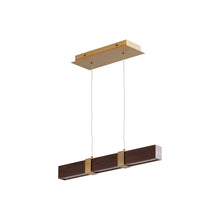Load image into Gallery viewer, Decca LED Linear Pendant Light in Aged Brass/Walnut (24-Inch).