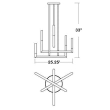 Load image into Gallery viewer, Lustre LED Chandelier - line drawing.