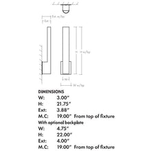 Load image into Gallery viewer, Mies LED Bath Wall Light - line drawing.