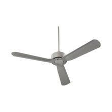 Load image into Gallery viewer, Solis Outdoor Ceiling Fan in Satin Nickel.