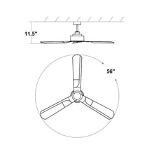 Load image into Gallery viewer, Solis Outdoor Ceiling Fan - line drawing.
