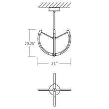 Load image into Gallery viewer, Utopia LED Chandelier - line drawing.