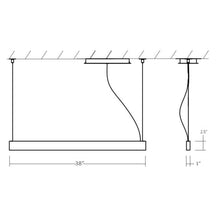 Load image into Gallery viewer, Zepp LED Linear Pendant Light - line drawing.