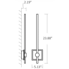 Load image into Gallery viewer, Zora LED Bath Wall Light - line drawing.