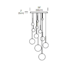 Load image into Gallery viewer, Bola LED Chandelier - line drawing.