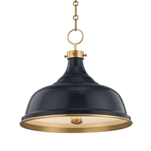 Load image into Gallery viewer, Painted No.1 Pendant Light in Aged Brass/Darkest Blue.