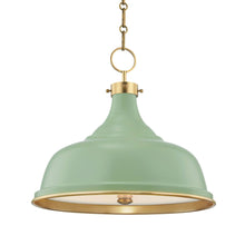 Load image into Gallery viewer, Painted No.1 Pendant Light in Aged Brass/Leaf Green.