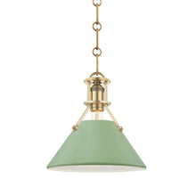 Load image into Gallery viewer, Painted No.2 Pendant Light Small/Aged Brass/Leaf Green.