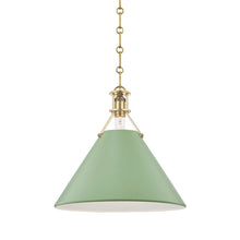 Load image into Gallery viewer, Painted No.2 Pendant Light Large/Aged Brass/Leaf Green.