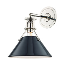 Load image into Gallery viewer, Painted No.2 Wall Light in Polished Nickel/Darkest Blue.