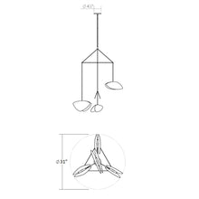 Load image into Gallery viewer, Papillons™ 4-Light LED Pendant Light - line drawing.