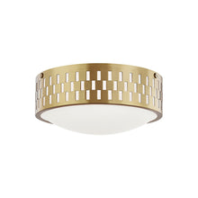 Load image into Gallery viewer, Phoebe Flush Mount Ceiling Light in White and Brass.