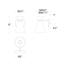 Load image into Gallery viewer, Pin Up LED Wall Light - line drawing.