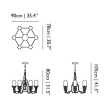 Load image into Gallery viewer, Plant LED Chandelier - line drawing.