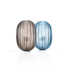 Load image into Gallery viewer, Plass Media Table Lamp in blue and grey.