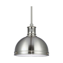 Load image into Gallery viewer, Pratt Street Metal Pendant Light in 1-Light/Brushed Nickel.