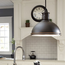 Load image into Gallery viewer, Pratt Street Metal Pendant Light in kitchen.
