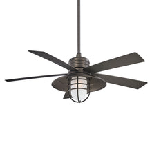 Load image into Gallery viewer, Rainman Outdoor Ceiling Fan in Smoked Iron / Acid Etched/LED.
