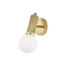 Load image into Gallery viewer, Reade Wall Light in Aged Brass.