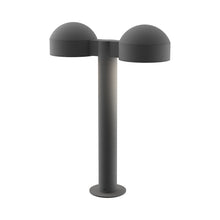 Load image into Gallery viewer, Reals Dome Cap LED Double Bollard in Small/Plate Lens/Textured Gray.
