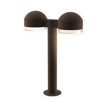 Load image into Gallery viewer, Reals Dome Cap LED Double Bollard in Small/Clear Cylinder Lens/Textured Bronze.