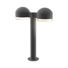 Load image into Gallery viewer, Reals Dome Cap LED Double Bollard in Small/Clear Cylinder Lens/Textured Gray.