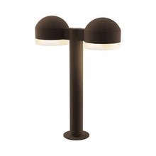 Load image into Gallery viewer, Reals Dome Cap LED Double Bollard in Small/White Cylinder Lens/Textured Bronze.