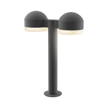 Load image into Gallery viewer, Reals Dome Cap LED Double Bollard in Small/White Cylinder Lens/Textured Gray.
