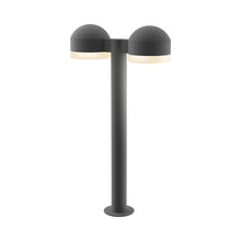 Load image into Gallery viewer, Reals Dome Cap LED Double Bollard in Medium/White Cylinder Lens/Textured Gray.