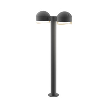 Load image into Gallery viewer, Reals Dome Cap LED Double Bollard in Large/Clear Cylinder Lens/Textured Gray.
