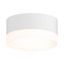 Load image into Gallery viewer, Reals Outdoor LED Flush Mount Ceiling Light in Textured White/White Cylinder Lens.
