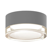 Load image into Gallery viewer, Reals Outdoor LED Flush Mount Ceiling Light in Textured Gray/Clear Cylinder Lens.