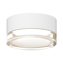 Load image into Gallery viewer, Reals Outdoor LED Flush Mount Ceiling Light in Textured White/Clear Cylinder Lens.
